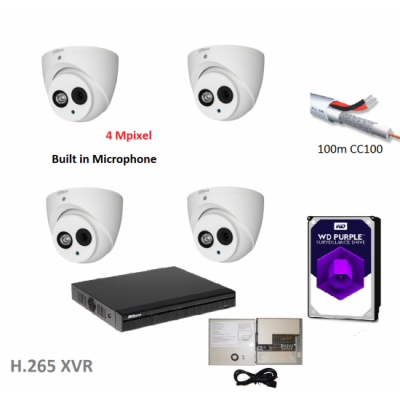 DAHUA 4 MPIXEL 4CAMS BUILT IN MICROPHONE CCTV KIT 4403M