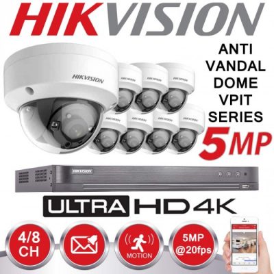 DVR HIKVISION DS-7208HUHI-K1 8CH 5MPIXEL PLUS 8 CAMS DS-2CE56H1T-ITM 5MPIXEL PLUS HD 2 TERRA CCTV KIT 54 5MPIXEL