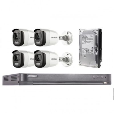 Hikvision ColorVu 1080p iDS-7204HQHI-K1/2S 4 Channel CCTV Turbo HD DVR + DS-2CE10DFT-F 2MP 1080P Full Time Color Bullet  Camera x 4 + 2TBhd